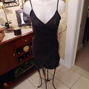 A-Symatrical Blk @ sliver sparkle dress (NWOT)